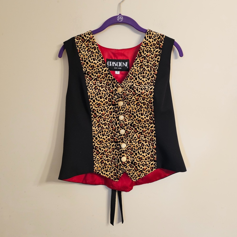 Women's Criscione 3 Piece Skirt Suit Leopard Black Lined Size S Made in USA - Picture 9 of 16